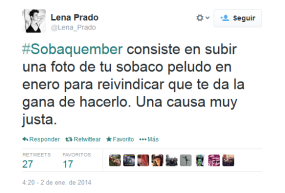 #sobaquember según Lena Prado. Fuente: Twitter